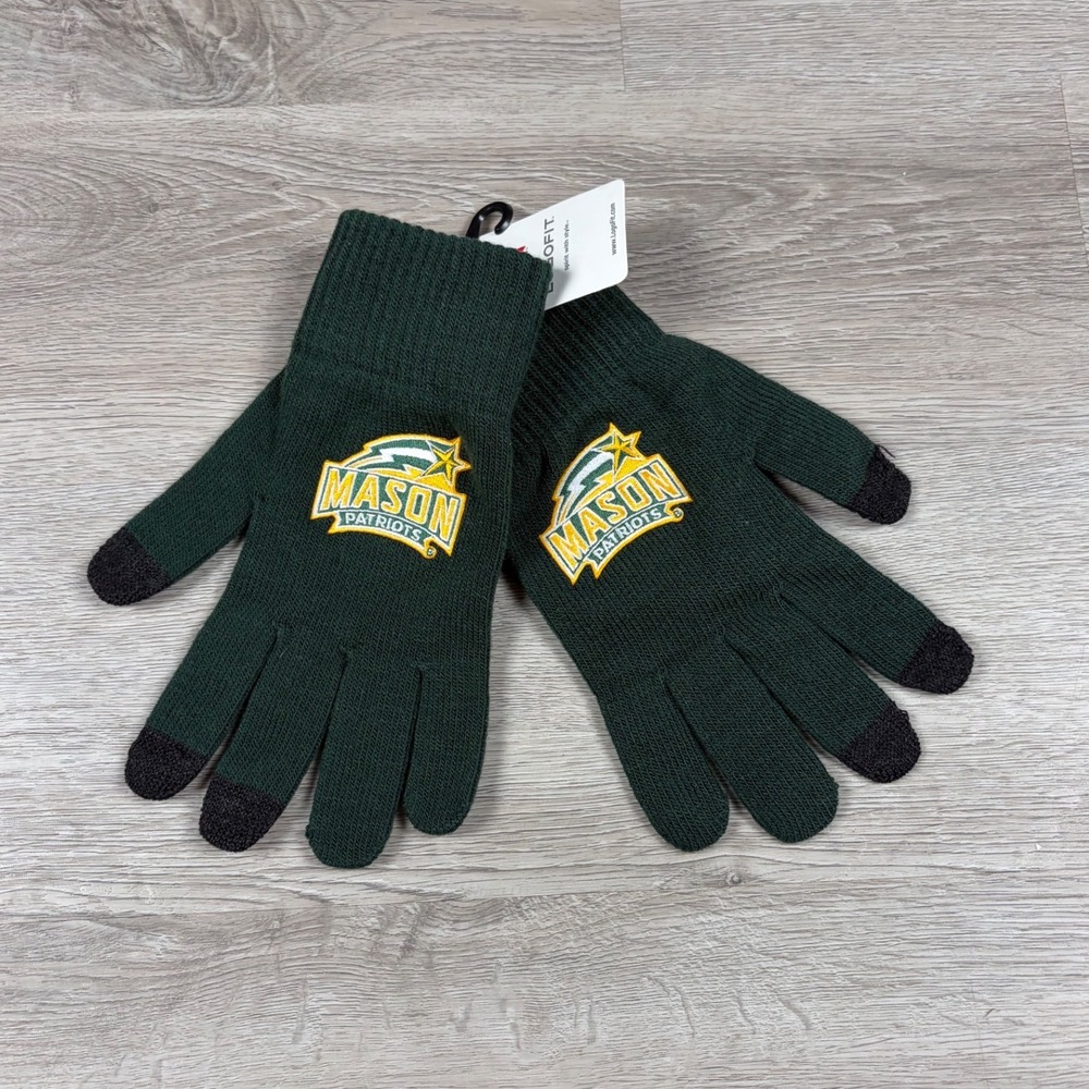 Logofit George Mason Patriots Gloves Unisex Size Medium Green Touchscreen Knit